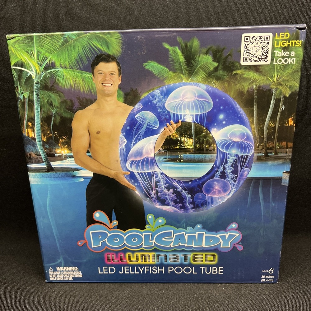 Pool Candy Illuminated LED LIGHT UP 36" Jellyfish Pool Inner Tube 3 Light Modes